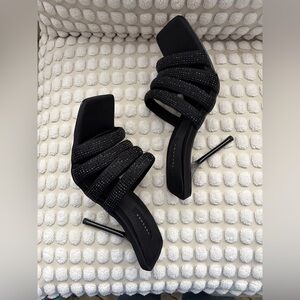 TOPSHOP | black embellished heeled mules size 7